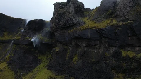 Scenic spring water flowing from cliffs Stock Footage 128661391