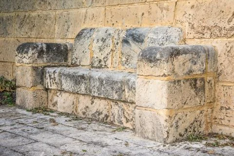 A scenic stone bench Stock Photos