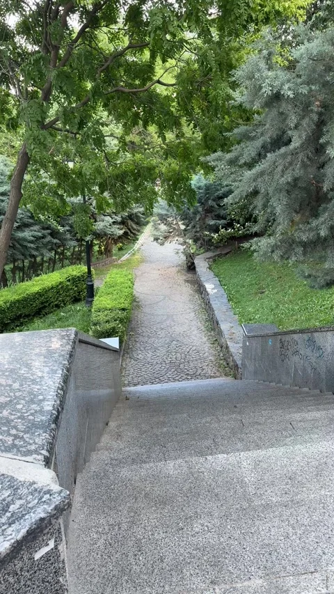 Scenic stone path and stairs in an Odesa public park Stock Footage 339731235