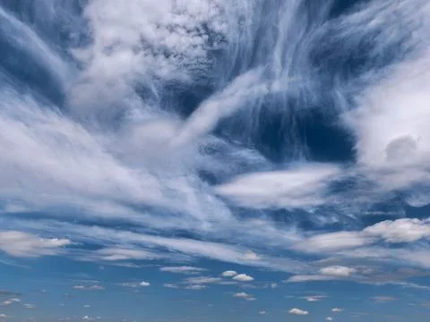 Scenic Summer Sky with Dramatic White Cloudscape Stock Photos