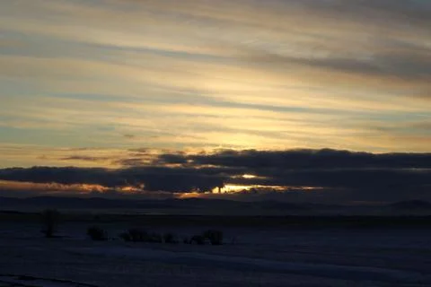 Scenic Sunset Dramatic Sky with Fluffy Orange Pink Clouds Foto stock