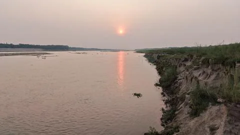 Scenic sunset landscape captured from a drone Stock Photos