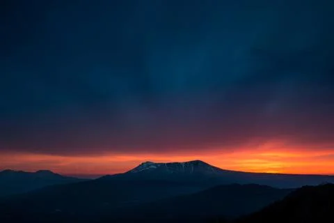Scenic sunset in the mountains Stock Photos