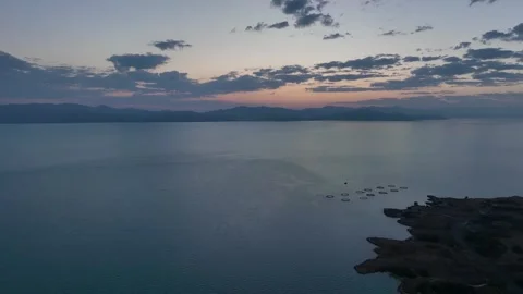 Scenic sunset or sunrise over Sevan lake popular destination in Armenia Stock Footage 267828072
