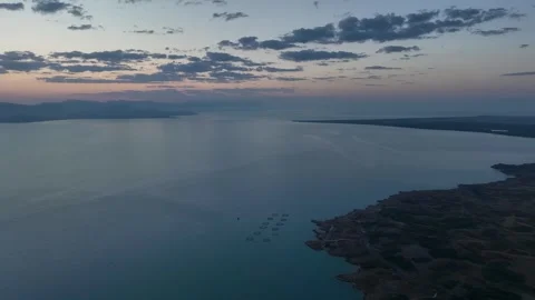 Scenic sunset or sunrise over Sevan lake in Armenia Stock Footage 335314921