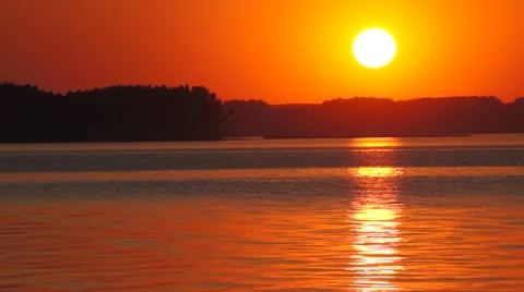 Scenic sunset over calm river Stock Footage 52372302