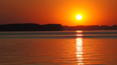 Scenic sunset over calm river Stock Footage 52372390