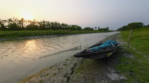 Scenic Sunset Over a Calm River Landscape Video stock 311526812