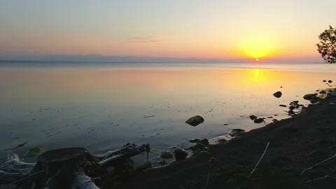 Scenic sunset over Sevan lake popular holiday destination in Armenia 動画素材 162952382