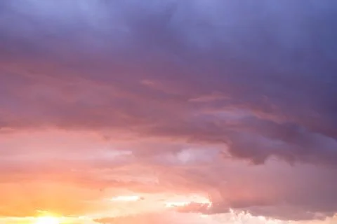 Scenic sunset sky , dramatic cloud sky , colorful clouds Stock Photos