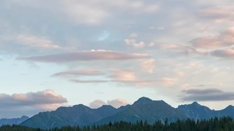 Scenic Tatra Range Afternoon Timelapse: Lush Forest Landscapes Stock Footage 308193750
