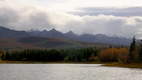 Scenic time lapse view of Alaskan countryside near Fairbanks Stock Footage 326377752
