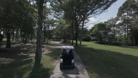 Scenic Top-Down View of Golf Course With Lakes and Bridges – 4K Stock Footage 308702885