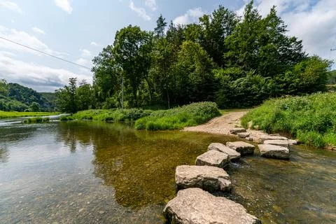 Scenic Tranquility of the Danube Valley Path in the Heart of Upper Swabian .. Stock Photos