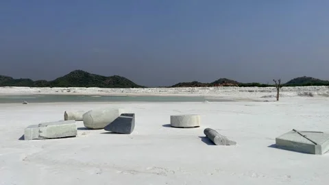 Scenic unique landscape of Marble cutting dumping yard in Kishangarh, Rajas.. Video stock 282911590