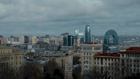 Scenic urban view, captured in Chemberekend park. Baku, Azerbaijan. 07.03.2026. Stock Footage 330768959