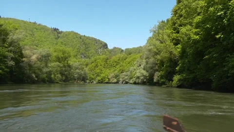 Scenic Vah River Flowing Through Forested Valley Video stock 344874118