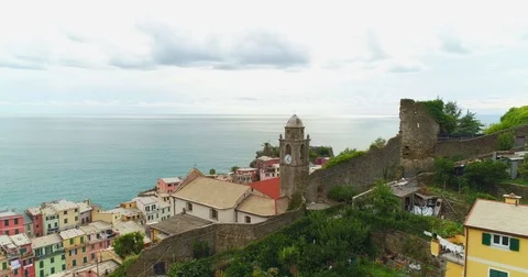 Scenic Vernazza Village Stock Footage