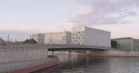 Scenic video capturing Berlin's canals and iconic architecture Stock Footage 296427540