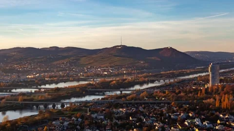 Scenic Vienna Cirrus Cloud Movement and River Flow Timelapse Stock Footage 312928863
