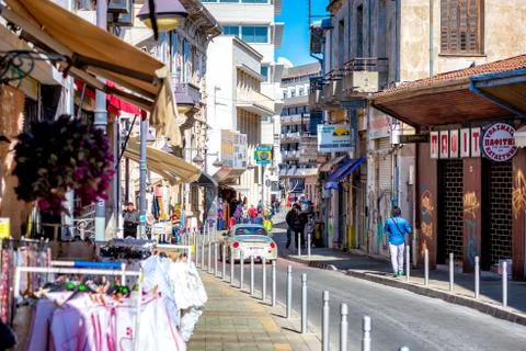 Scenic view of Agiou Andreou street. Limassol, Cyprus Stock Photos