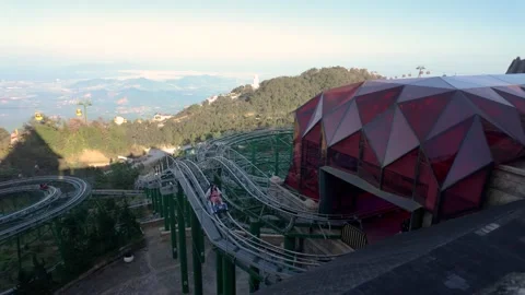 Scenic view of the alpine coaster at Sun World Ba Na Hills in Da Nang Video stock 341779348