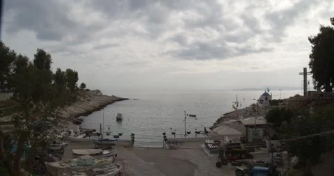 Scenic View Of Aphrodite Bay Coast Of Piraeus Near Athens Greece - Oct 13 2019 Stock Footage 337709849