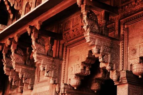 Scenic view of architectural elements of the Agra Fort in Agra, India Foto stock