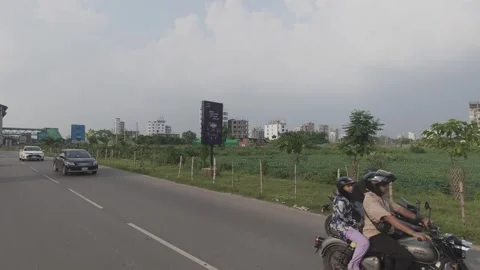 Scenic View Around Uttara Metro Rail Station and DOHS on Route from Mirpur Stock Footage 335398587
