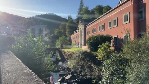 Scenic view of Ax-les-Thermes in the Ariège region of southern France Stock Footage 346821582