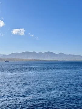 Scenic View of Bali Strait with Deep Blue Ocean and Clear Sky Overlooking t.. Stock Photos