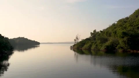 Scenic view of Bhadra river backwaters in Karnataka, India Stock Footage 149903668