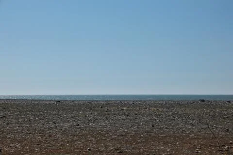 Scenic view of the Black Sea coast and pebble beach in Batumi Stock Photos