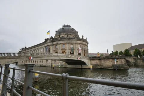 Scenic view of the Bode Museum in Berlin, Germany in cloudy sky background Stock Photos