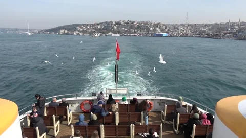 Scenic view of the Bosphorus strait from a ferry boat Stock Footage 322934869