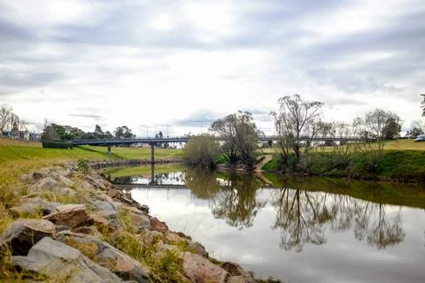 Scenic view of a bridge spanning the Hunter River in Maitland Stock Photos