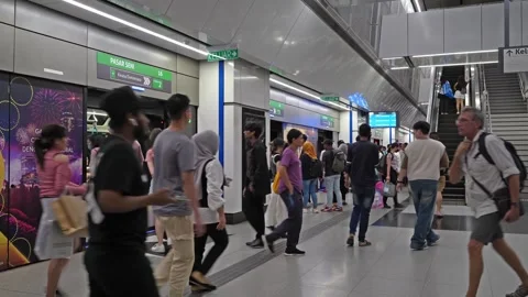 Scenic view of the Bukit Bintang MRT station during rush hour 動画素材 264010687