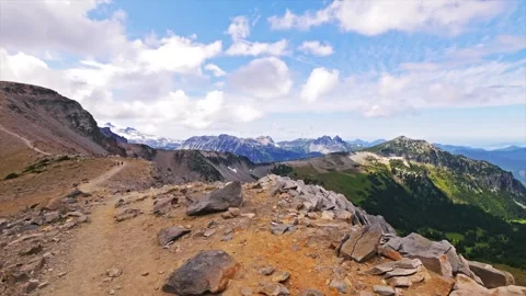 Scenic View of Burroughs Mountain Trail in Mount Rainier National Park, Washingt Stock Footage 332088015
