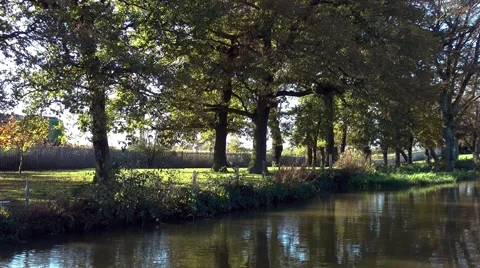 Scenic view canal and train Stock Footage 46397932