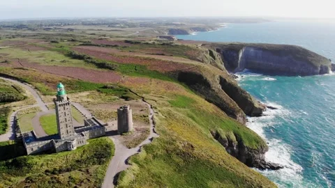 Scenic view of Cape Frehel in Brittany, France Stock Footage 289730488