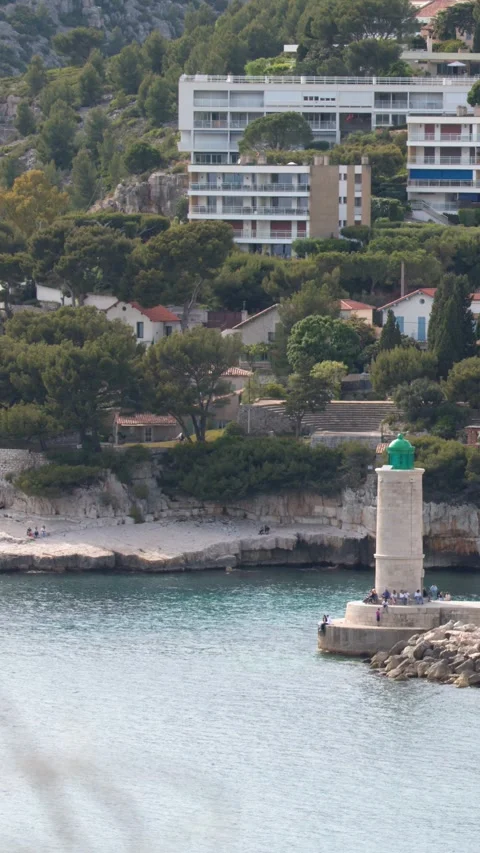 Scenic View of Cassis Harbor and Lighthouse in Provence France 動画素材 342588625