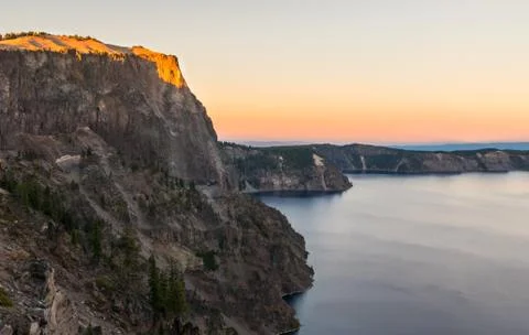Scenic view of the cliff when sunset. Stock Photos