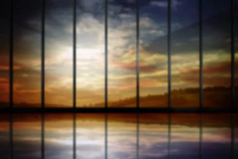 Scenic view of cloudy sky seen through silhouette metal grate Stock Illustration