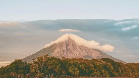 Scenic view of the Cloudy Volcano Concepcion in Nicaragua Stock Photos
