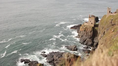 Scenic view of cornish tin mines on cliff Video stock 277530867