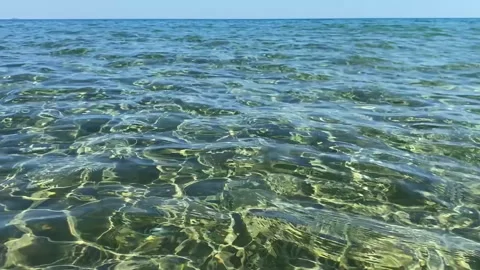 Scenic view of crystal clear turquoise sea water with sun reflections on th.. Stock Footage 336976481