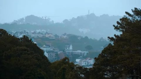 A scenic view of Da Lat, a "City in the Forest" or "Little Paris" in Vietnam Stock Footage 333402926
