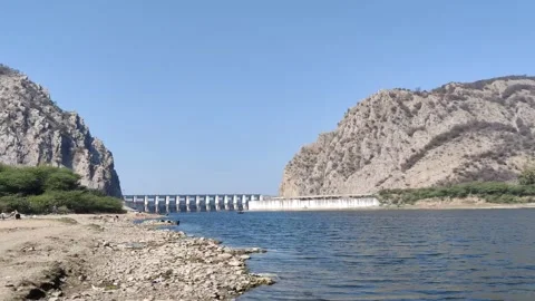 Scenic view of a dam in a mountains Stock Footage 327914905