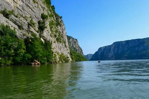 Scenic View of the Danube River Flowing Through the Iron Gates Gorge Stock Photos