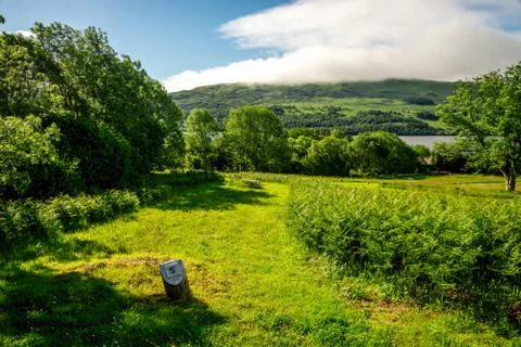 A scenic view from disc golf course hole number 5 at Loch Tay Stock Photos